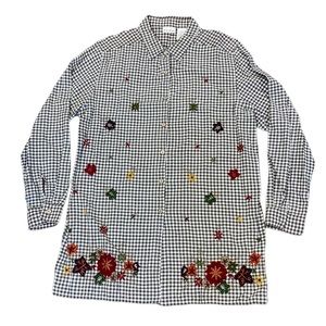 Bobbie Brooks Fall Floral Embroidered Button Up